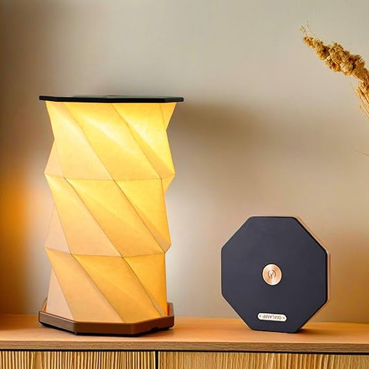 Portable LED Wood And Paper Lamp