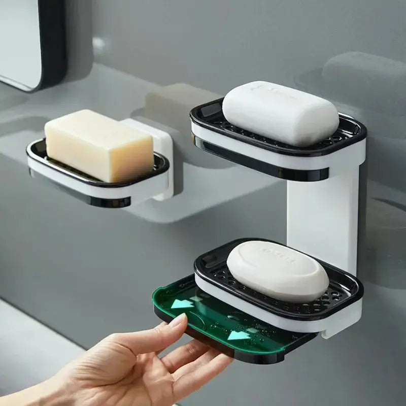 Wall Mounted Double Soap Dish with Draining Tray