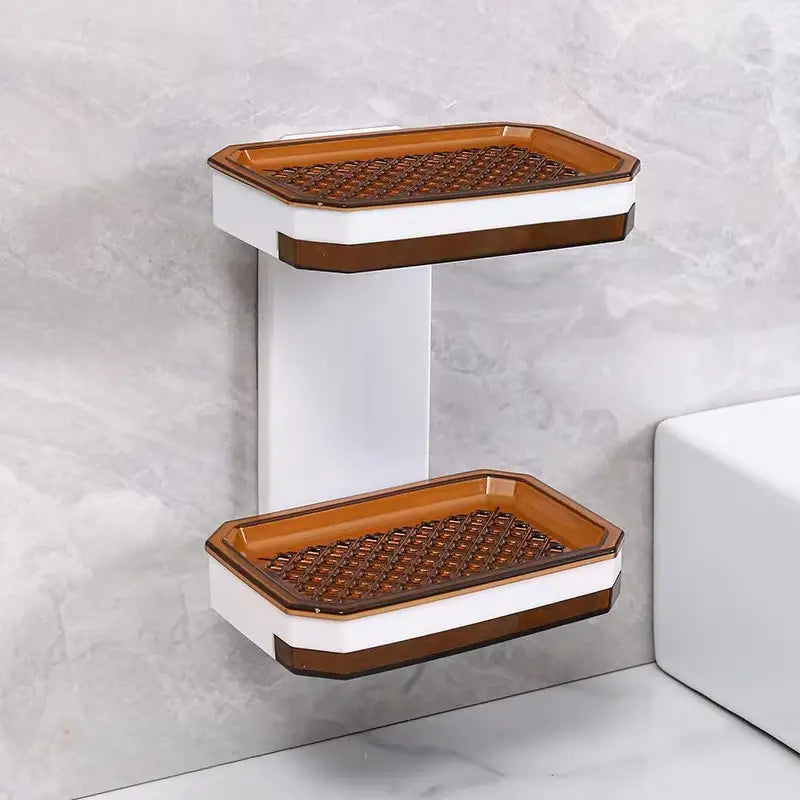 Wall Mounted Double Soap Dish with Draining Tray