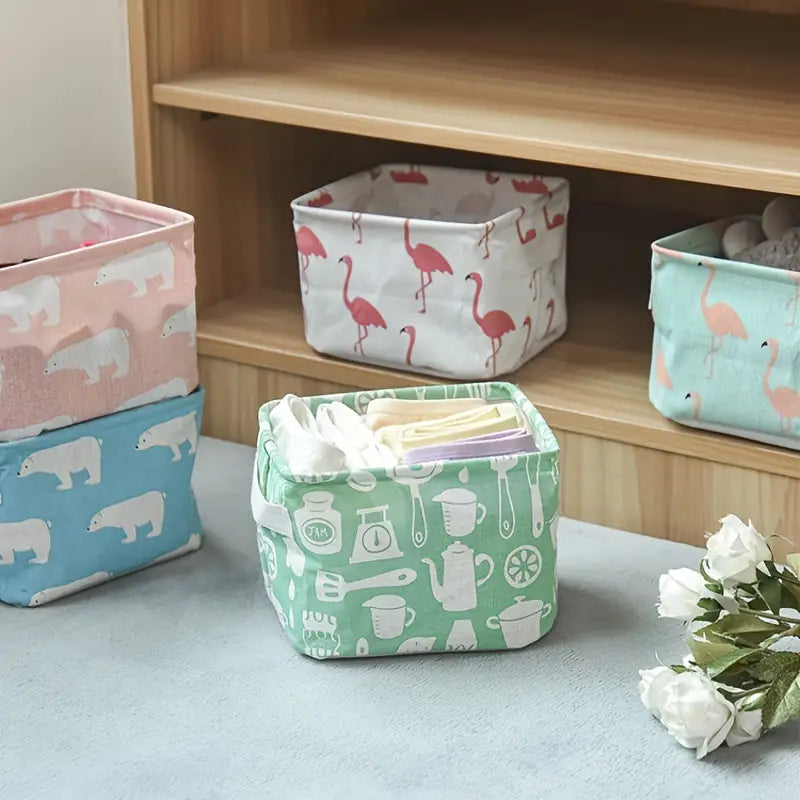 Foldable Mini Fabric Storage Basket