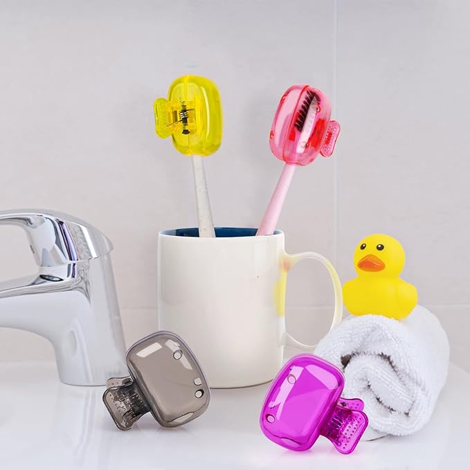 Portable Toothbrush Protector Covering Clips