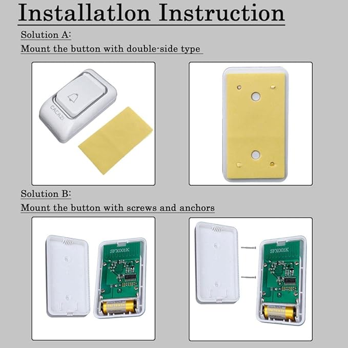 Wireless Battrey Doorbell With Control Button