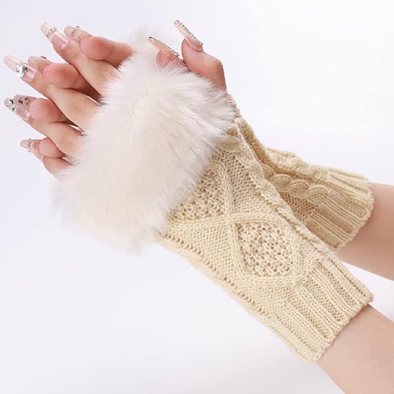 Half Finger Faux Fur Gloves