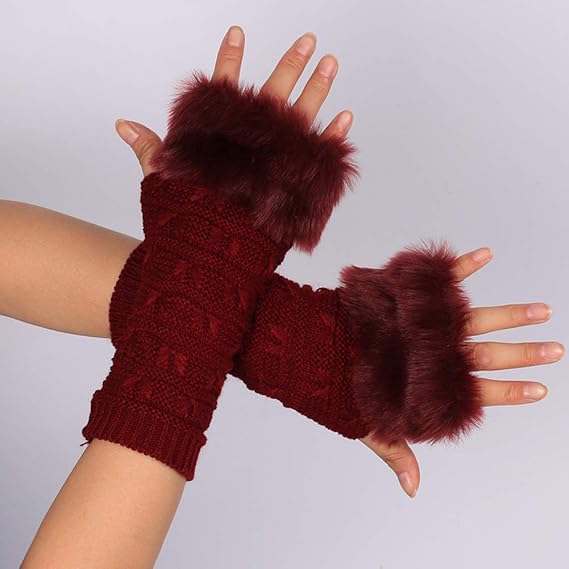 Half Finger Faux Fur Gloves