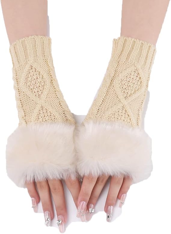 Half Finger Faux Fur Gloves