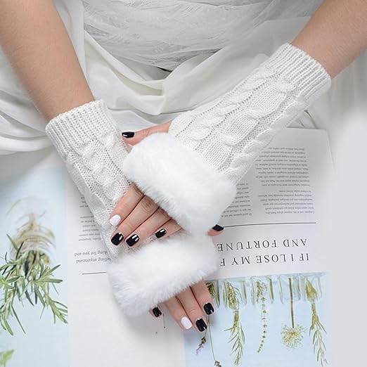 Half Finger Faux Fur Gloves