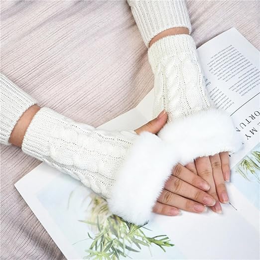 Half Finger Faux Fur Gloves