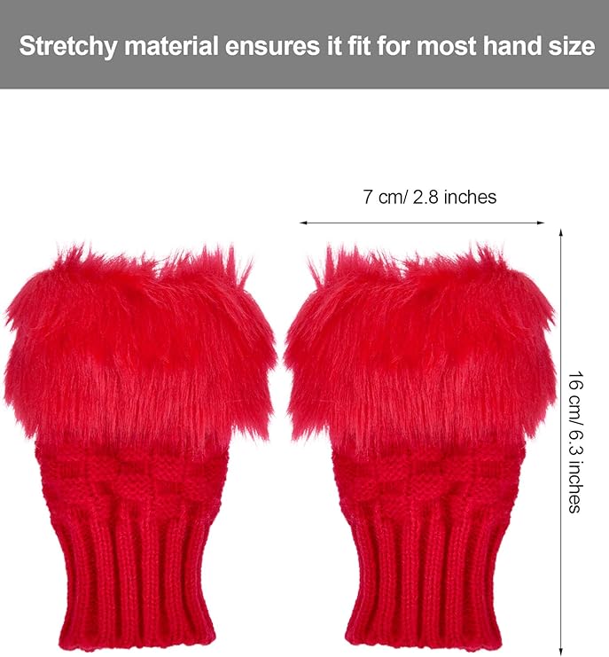 Half Finger Faux Fur Gloves