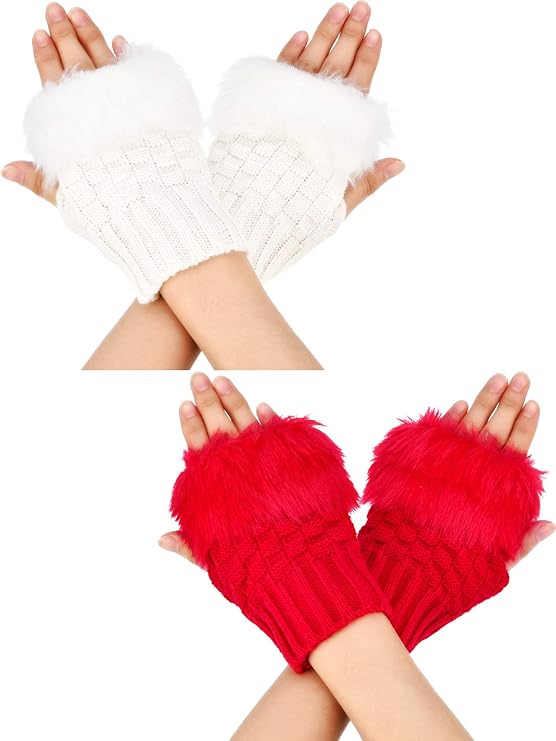 Half Finger Faux Fur Gloves