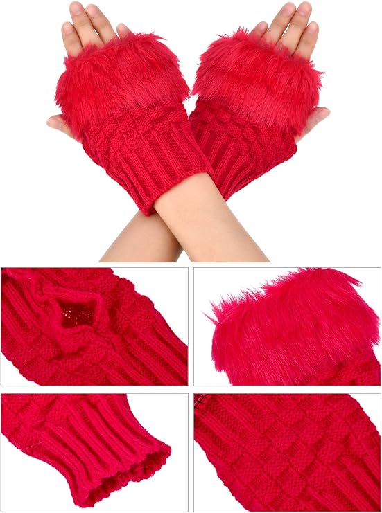 Half Finger Faux Fur Gloves