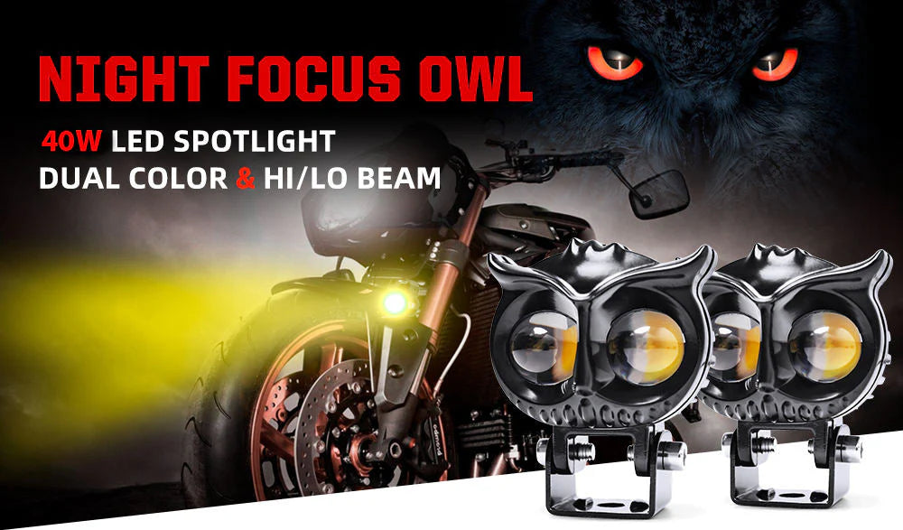 Owl Shape Motorcycle Dual Colour Fog Light