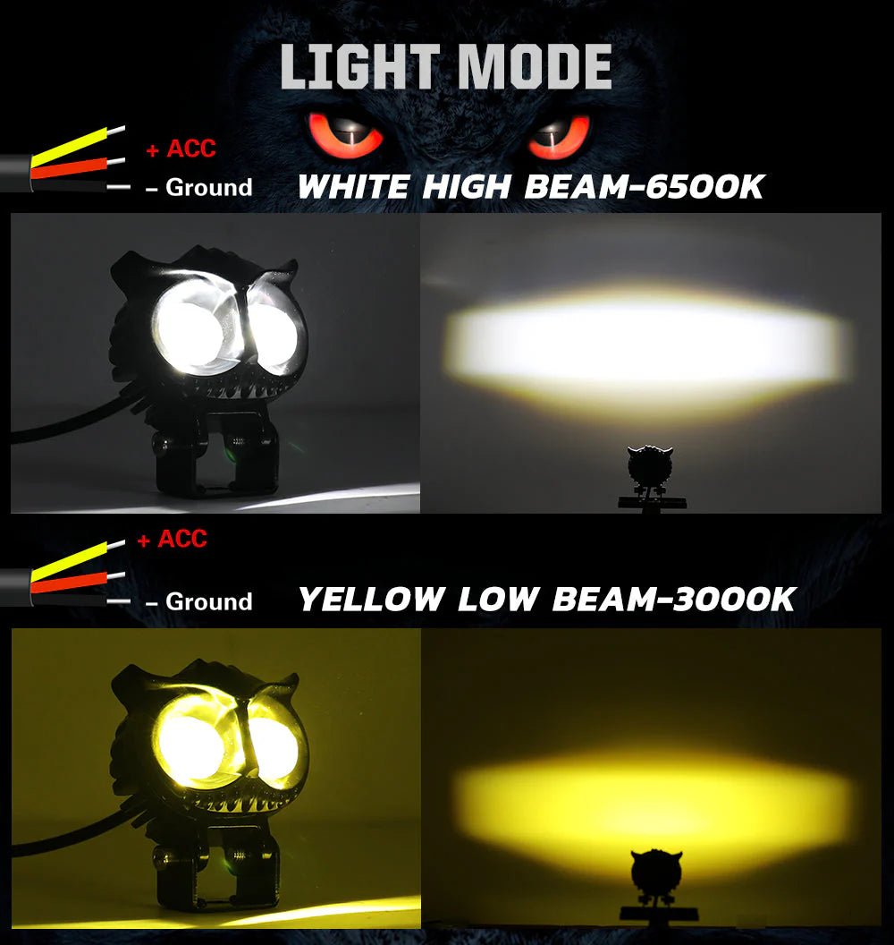 Owl Shape Motorcycle Dual Colour Fog Light