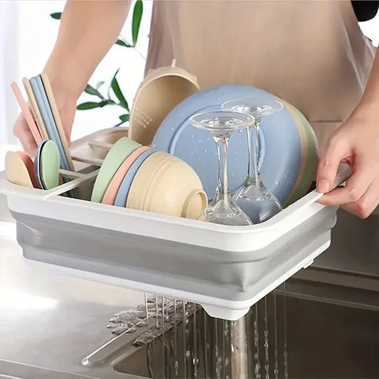 Foldable Kitchen Dish Rack with Drainer