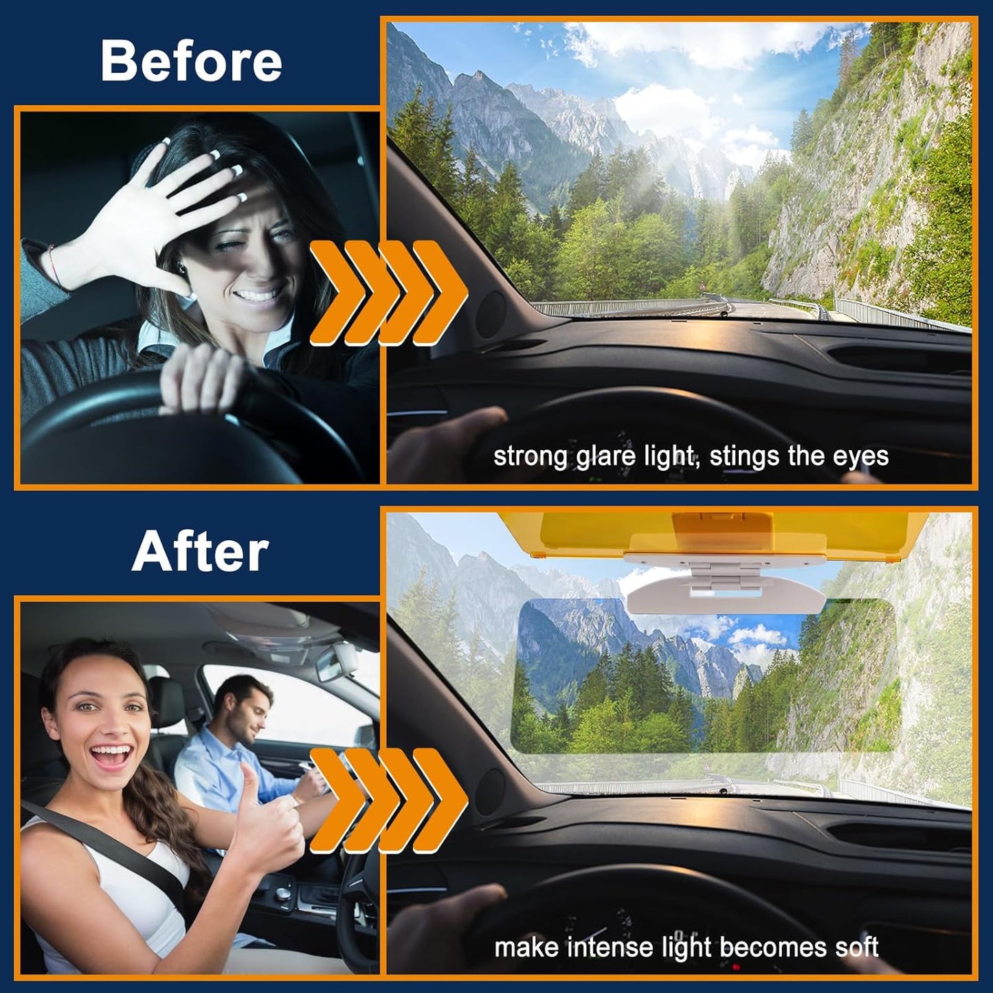 Anti-Glare Safety Day and Night Driving Car Visor Extender