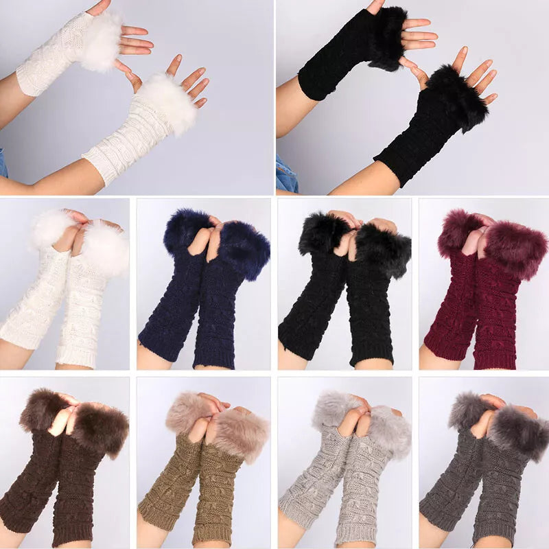 Half Finger Faux Fur Gloves