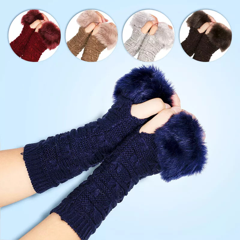 Half Finger Faux Fur Gloves